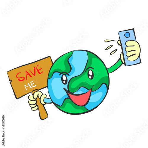 Save earth from environment doodle photo