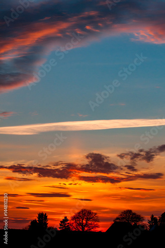 amazing sunset over rural countryside