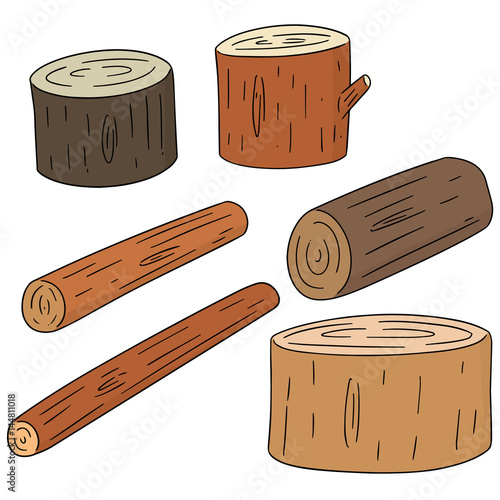 vector set of wooden timber