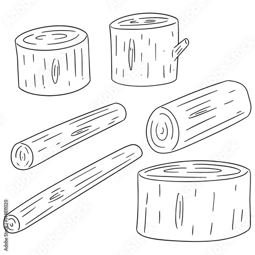 vector set of wooden timber