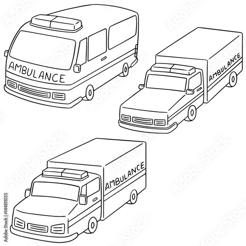 vector set of ambulance