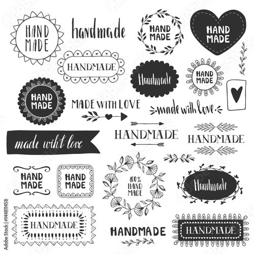 Hand made labels. Vector. Hand drawn.