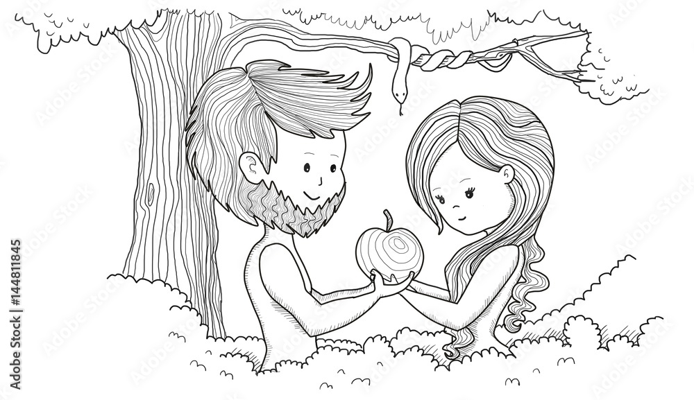 Adam and Eve apple fruit Stock Illustration Adobe Stock