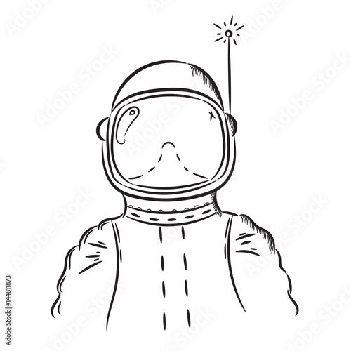 Hand drawn illustration astronaut. Idea for a t-shirt, poster, signs. 
