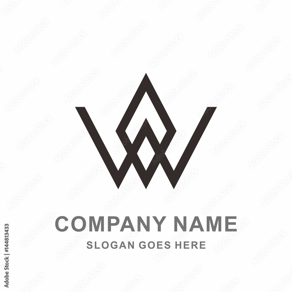 Fototapeta premium Monogram Letter W Geometric Square Triangle Architecture Interior Space Business Company Stock Vector Logo Design Template