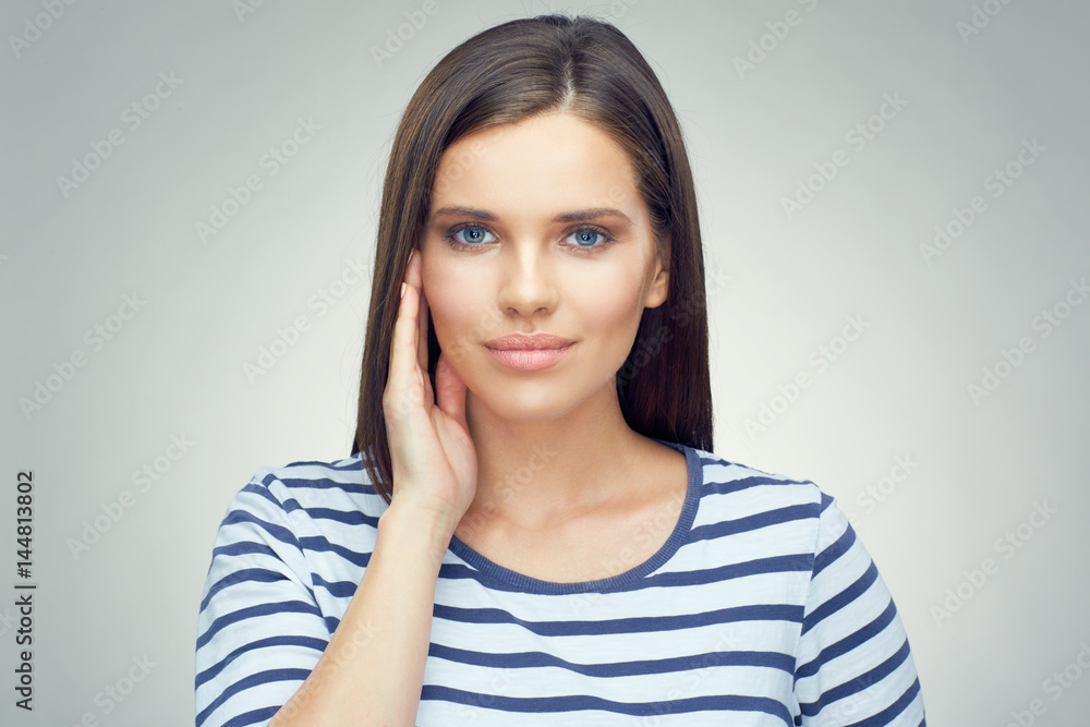 Beauty portrait of young woman with long hair. Beauty portrait of young woman with long hair.