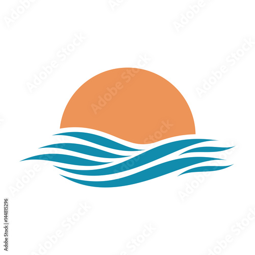 Abstract design of sun and sea icon.  Vector image. 