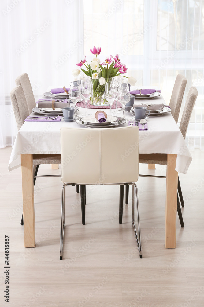 Table with beautiful setting in restaurant Table with beautiful setting in restaurant