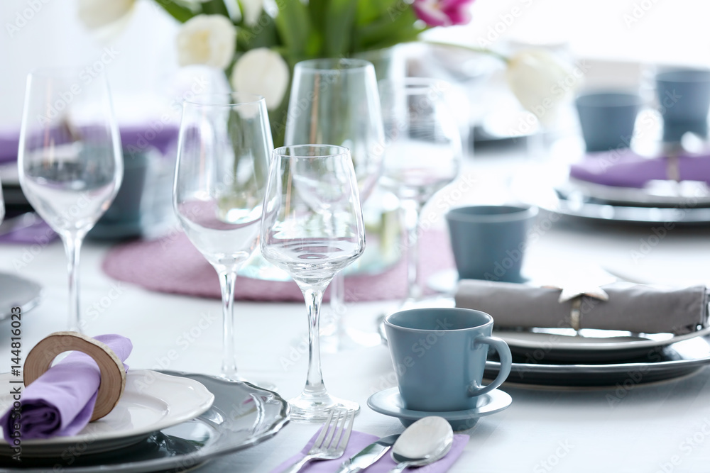 Beautiful festive table setting, closeup Beautiful festive table setting, closeup