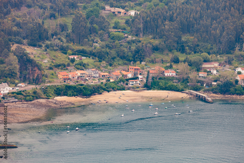 Aerial view of a little village in Galicia