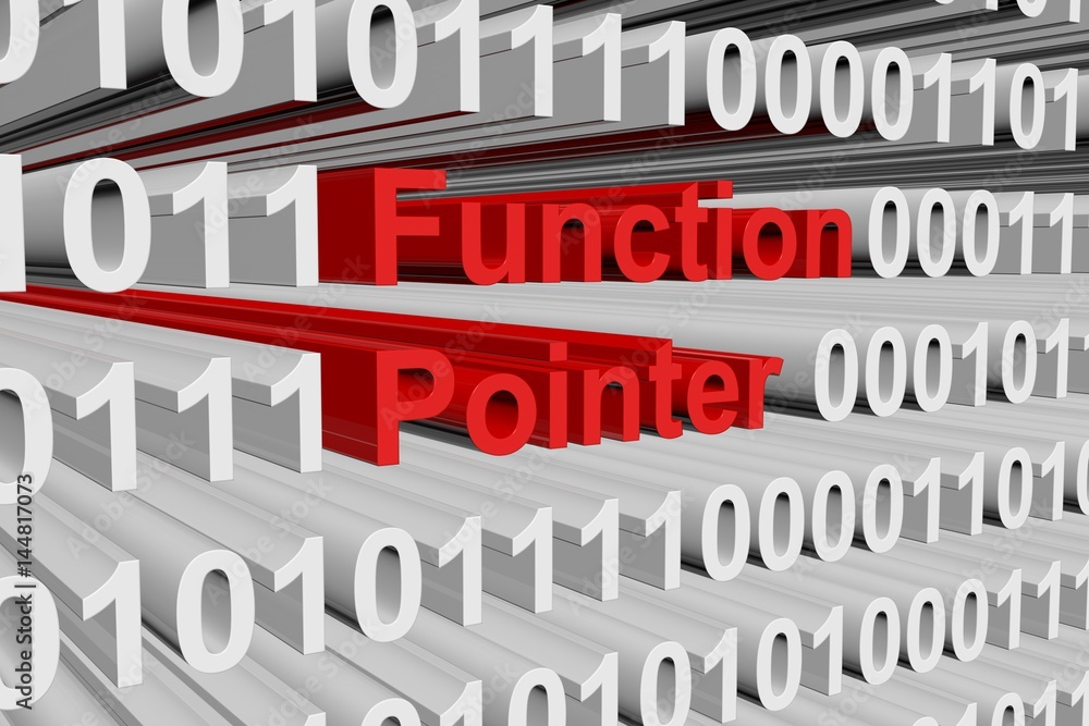 Function pointer in the form of binary code, 3D illustration