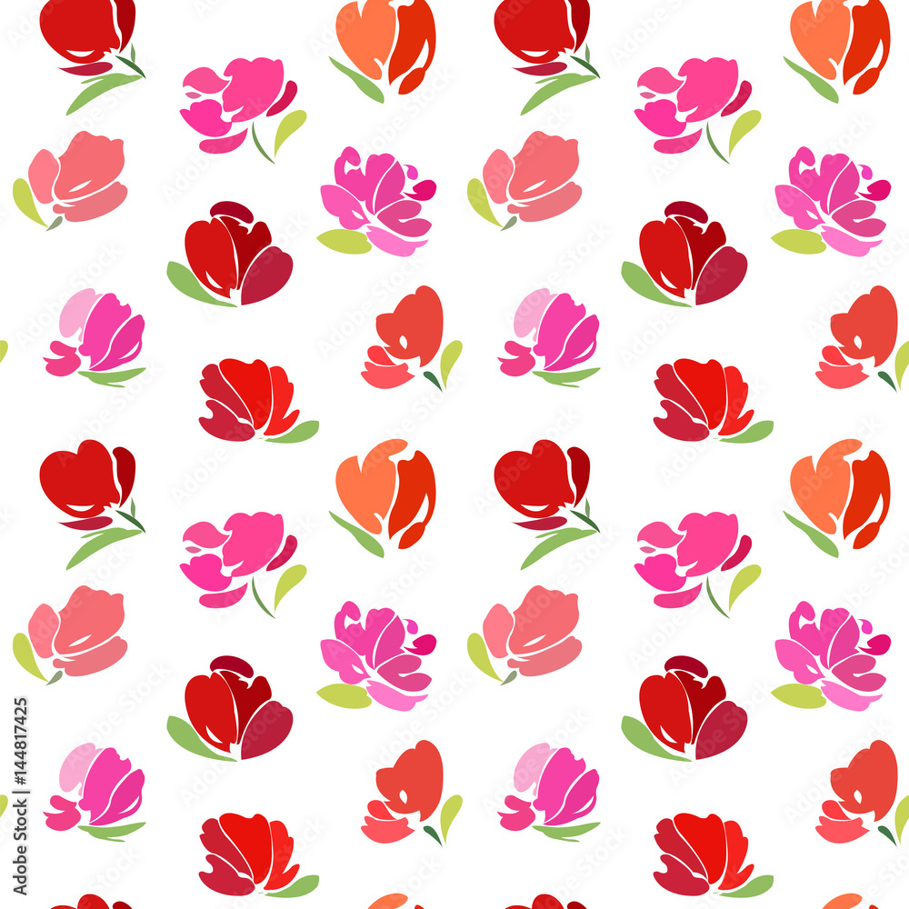 Seamless pattern with elements of abstract flowers 