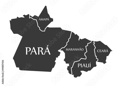 Amapa - Para - Maranhao - Piaui - Ceara Map Brazil illustration