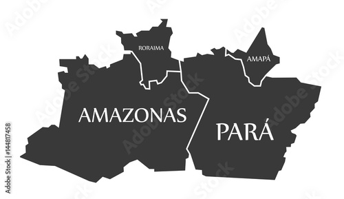 Amazonas - Para - Roraima - Amapa Map Brazil illustration