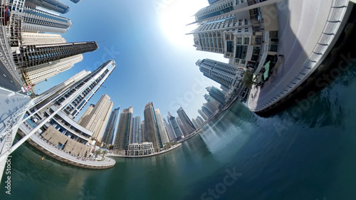  view of the Dubai center with futuristic skyscrapers