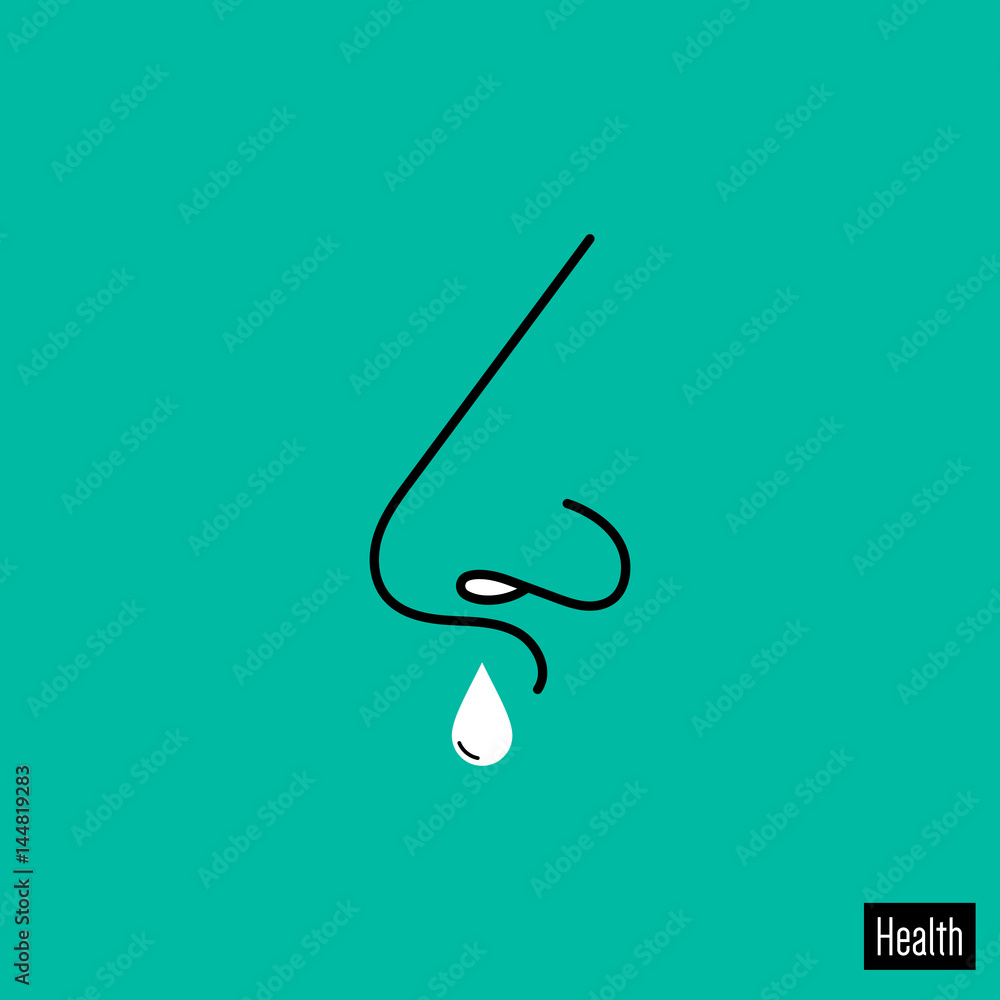 Runny nose vector. A nose-drop