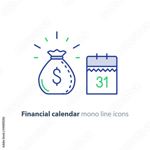 Payment day, finance calendar icon, income dividend, long term investment