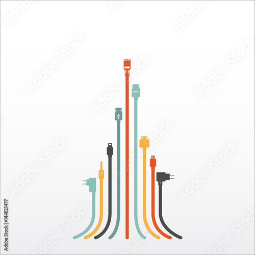 Plug Wire Cable Computer colorful abstract wire vector illustration