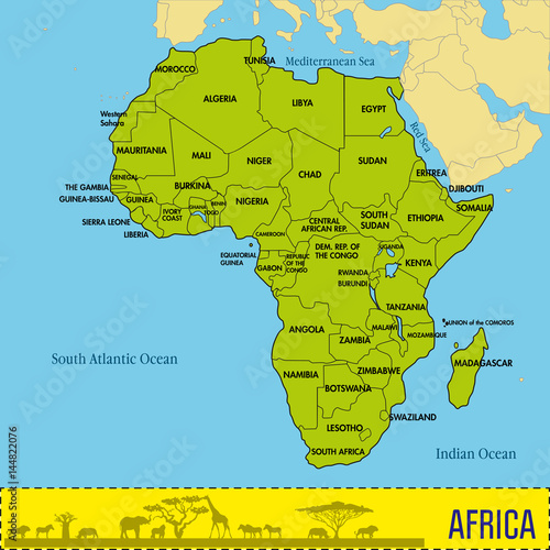 Map of Africa with all countries and their capitals
