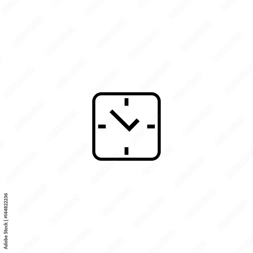 Pictogram square clock icon. Black icon on white background. Pictogram square clock icon. Black icon on white background.