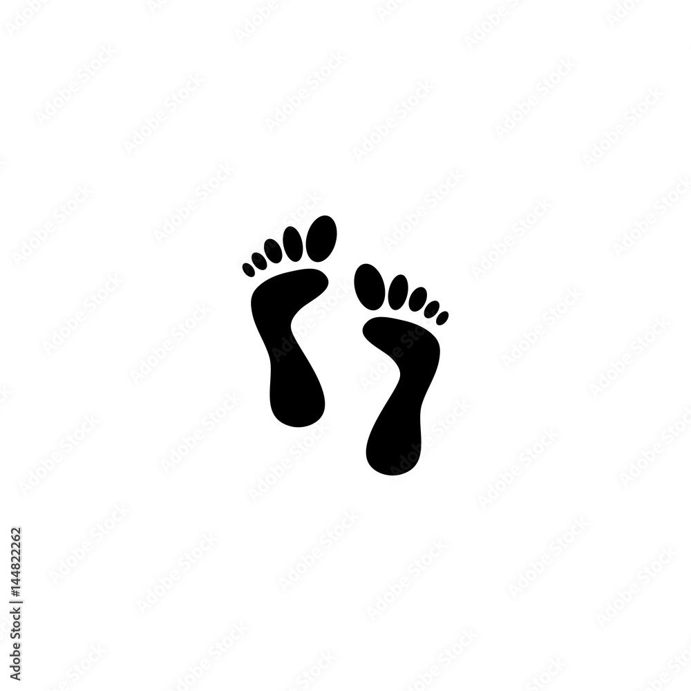Pictogram footprints of bare feet icon. Black icon on white background. Pictogram footprints of bare feet icon. Black icon on white background.