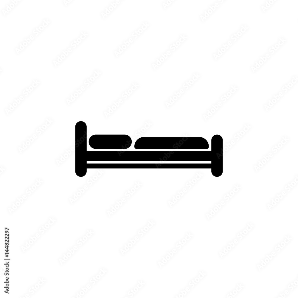 Pictogram bed icon. Black icon on white background. Pictogram bed icon. Black icon on white background.
