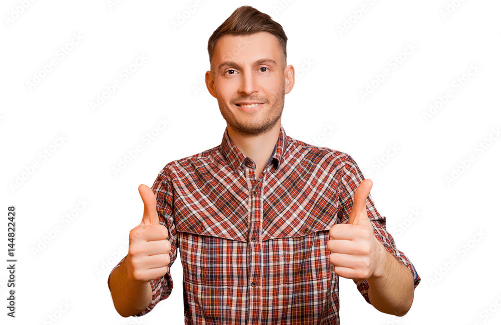Portrait of teenager boy showing thumbs up gesture, isolated Portrait of teenager boy showing thumbs up gesture, isolated
