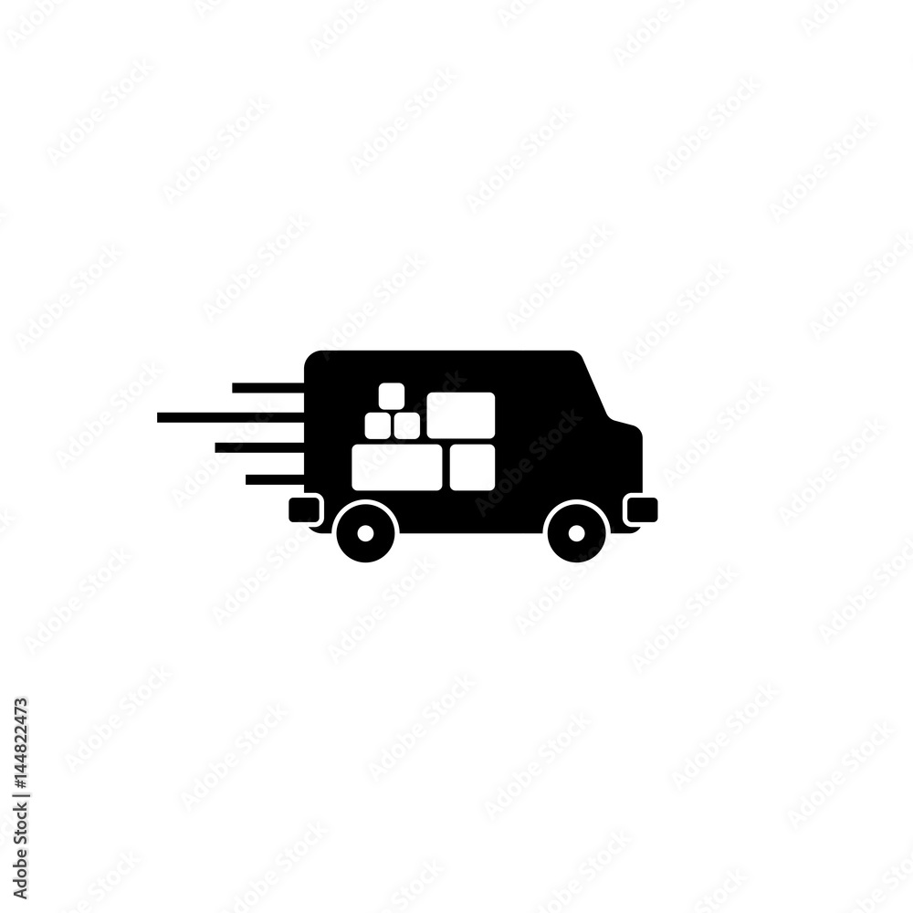 Pictogram deliver car icon. Black icon on white background. Pictogram deliver car icon. Black icon on white background.