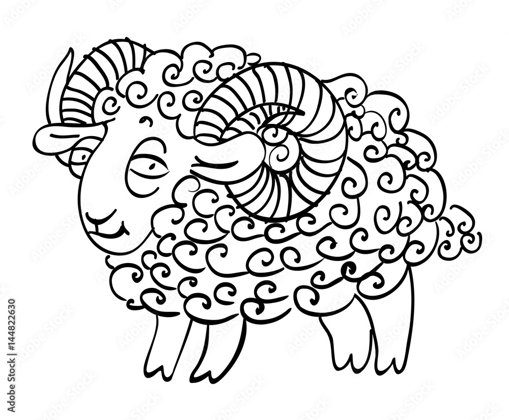 Cartoon image of goat. An artistic freehand picture. Cartoon image of goat. An artistic freehand picture.