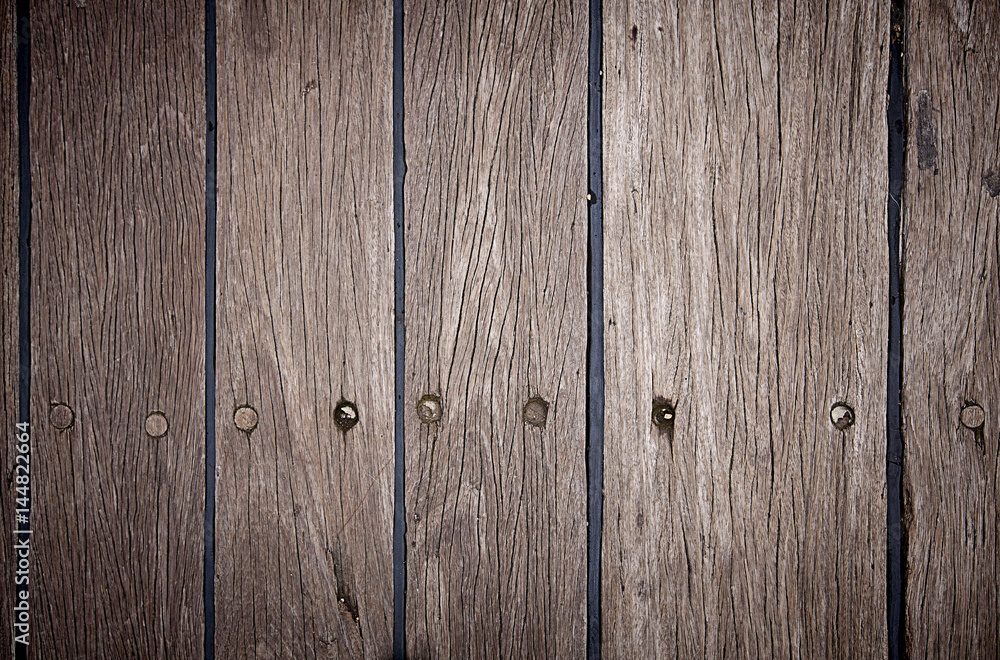 Fototapeta premium Old weathered ship deck, wood background