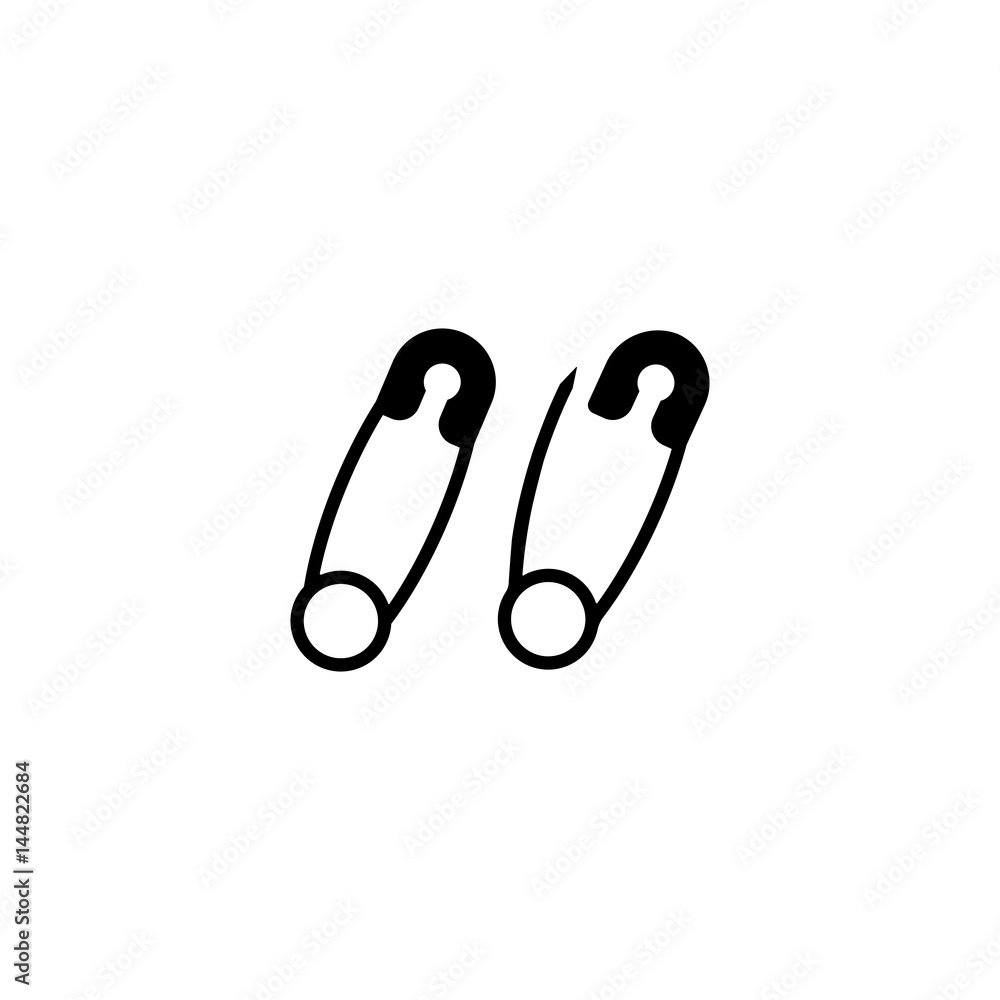 Pictogram safety pin icon. Black icon on white background. Pictogram safety pin icon. Black icon on white background.
