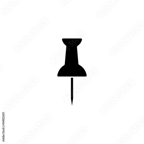 Pictogram push pin icon. Black icon on white background.