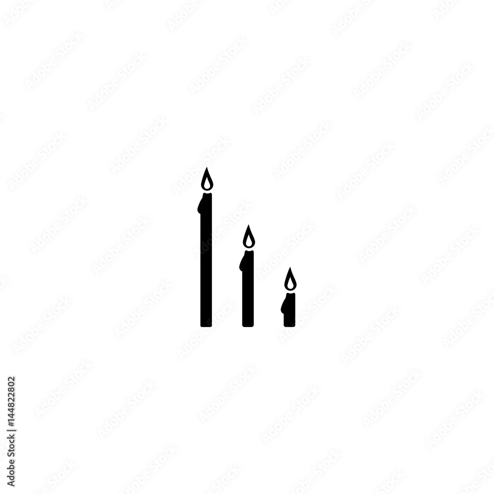 Fototapeta premium Pictogram burning candle icon. Black icon on white background.