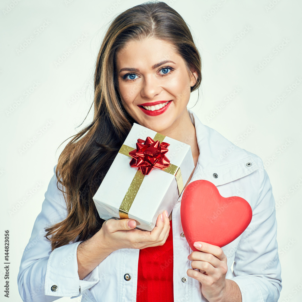 Beautiful smiling girl. Valentines day woman portrait.