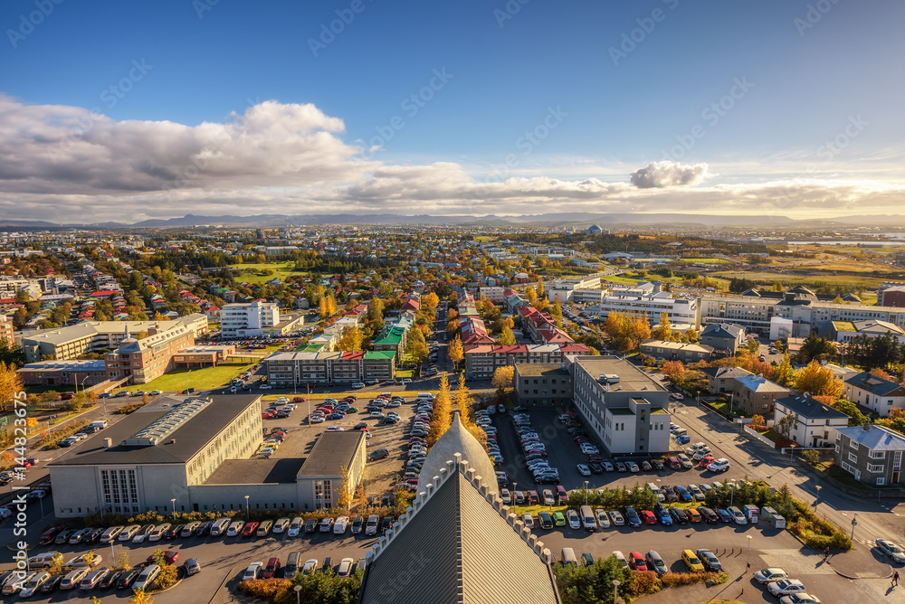 Obraz premium Reykjavik in Iceland viewed from above