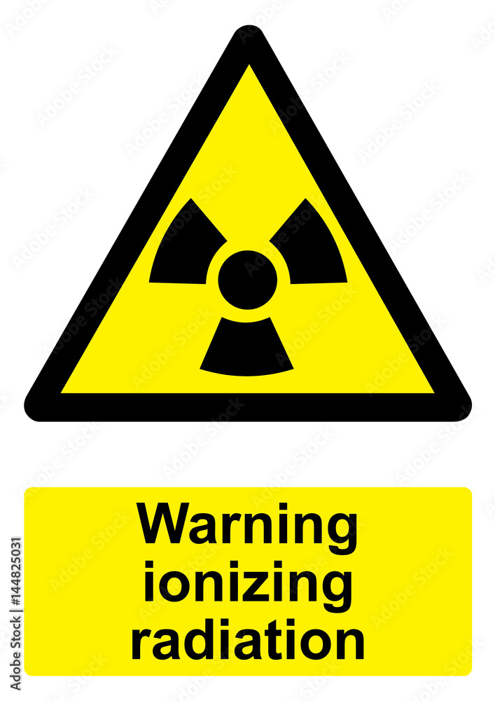 Black and Yellow Warning Sign isolated on a white background - Ionizing radiation Black and Yellow Warning Sign isolated on a white background - Ionizing radiation