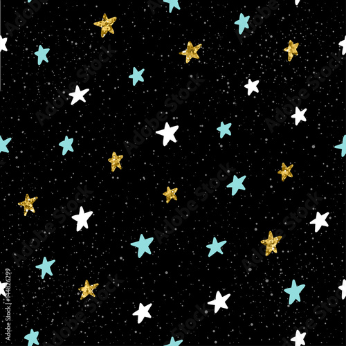 Doodle star seamless pattern background.