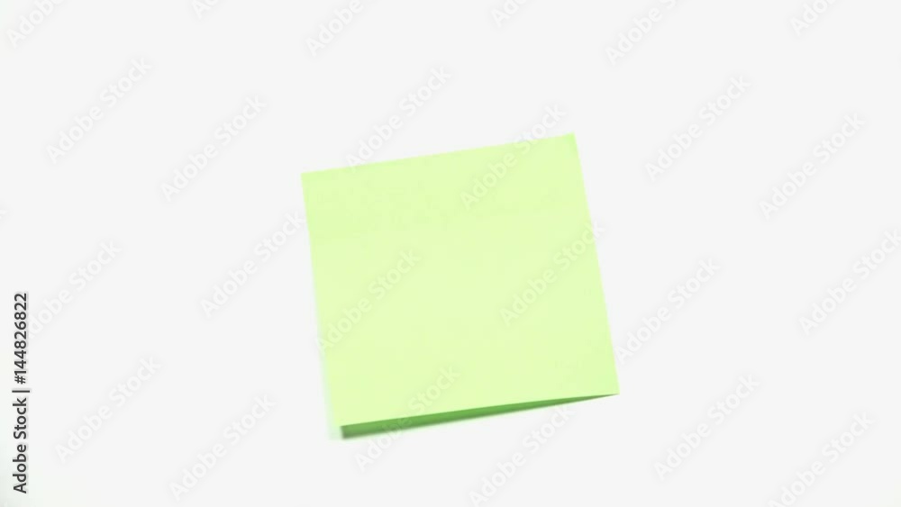 Male Hand Paste Empty Blank Self Stick Note on a White Board. 4K Male Hand Paste Empty Blank Self Stick Note on a White Board. 4K
