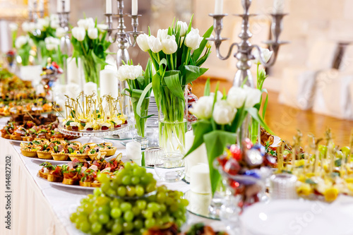 A beautiful decorated table at the celebration. Event