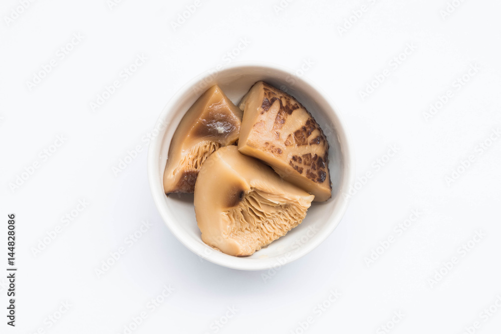 Top view of fresh mushroom (shiitake) on white background Top view of fresh mushroom (shiitake) on white background