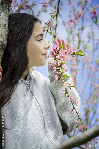 girl sitting on a tree