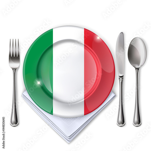 A plate with an Italian flag