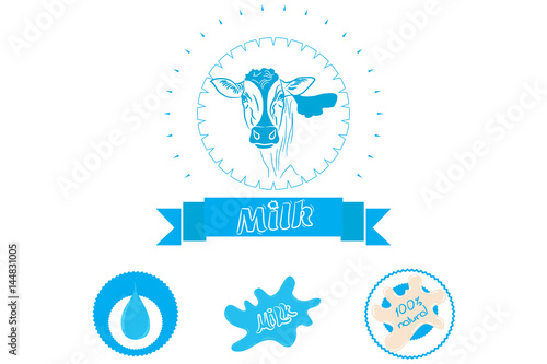 Milk labels vector set.