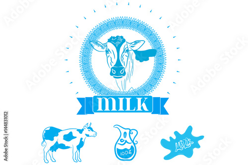 Milk labels vector set.