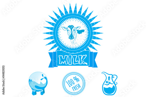 Milk labels vector set.