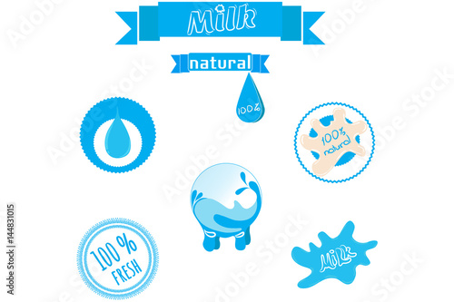 Milk labels vector set.