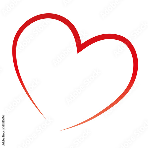 Rotes Herz als einfache Linie, Zeichen der Dankbarkeit und der Liebe, Nächstenliebe praktizieren photo