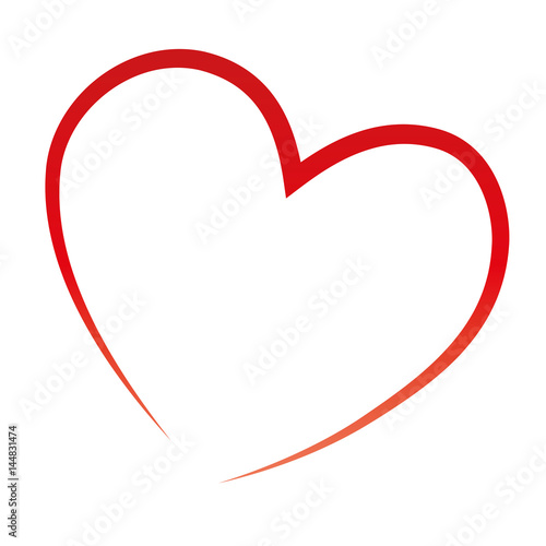 Rotes Herz als einfache Linie, Zeichen der Dankbarkeit und der Liebe, Nächstenliebe praktizieren