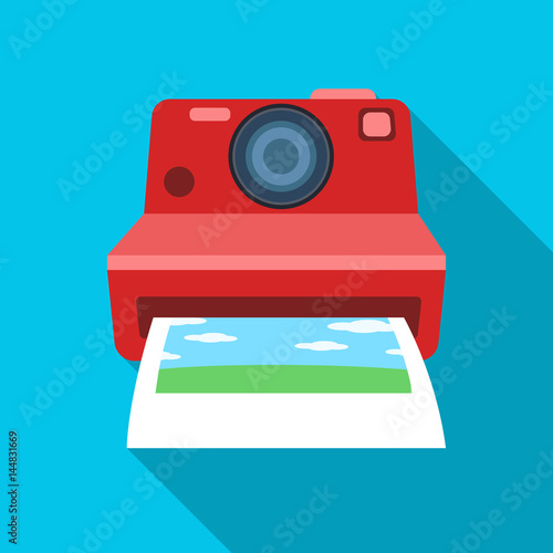 Retro photocamera icon in flat style isolated on white background. Hipster style symbol stock vector illustration.