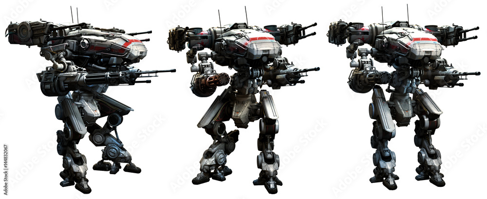 Armed war robots 3D illustrations ilustración de Stock | Adobe Stock